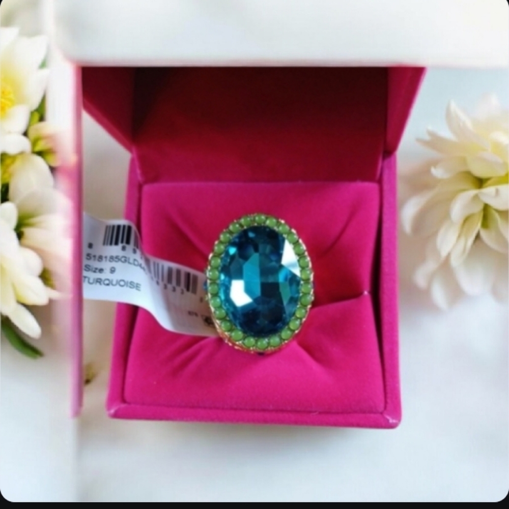 Low Start Kurt Geiger-Oval Cocktail Ring (Teal/Green 💚💙)- 9 US - Picture 6 of 6